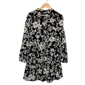 Moschino Black & White Floral Button-Up Long-Sleeve Women's Dress Size 10